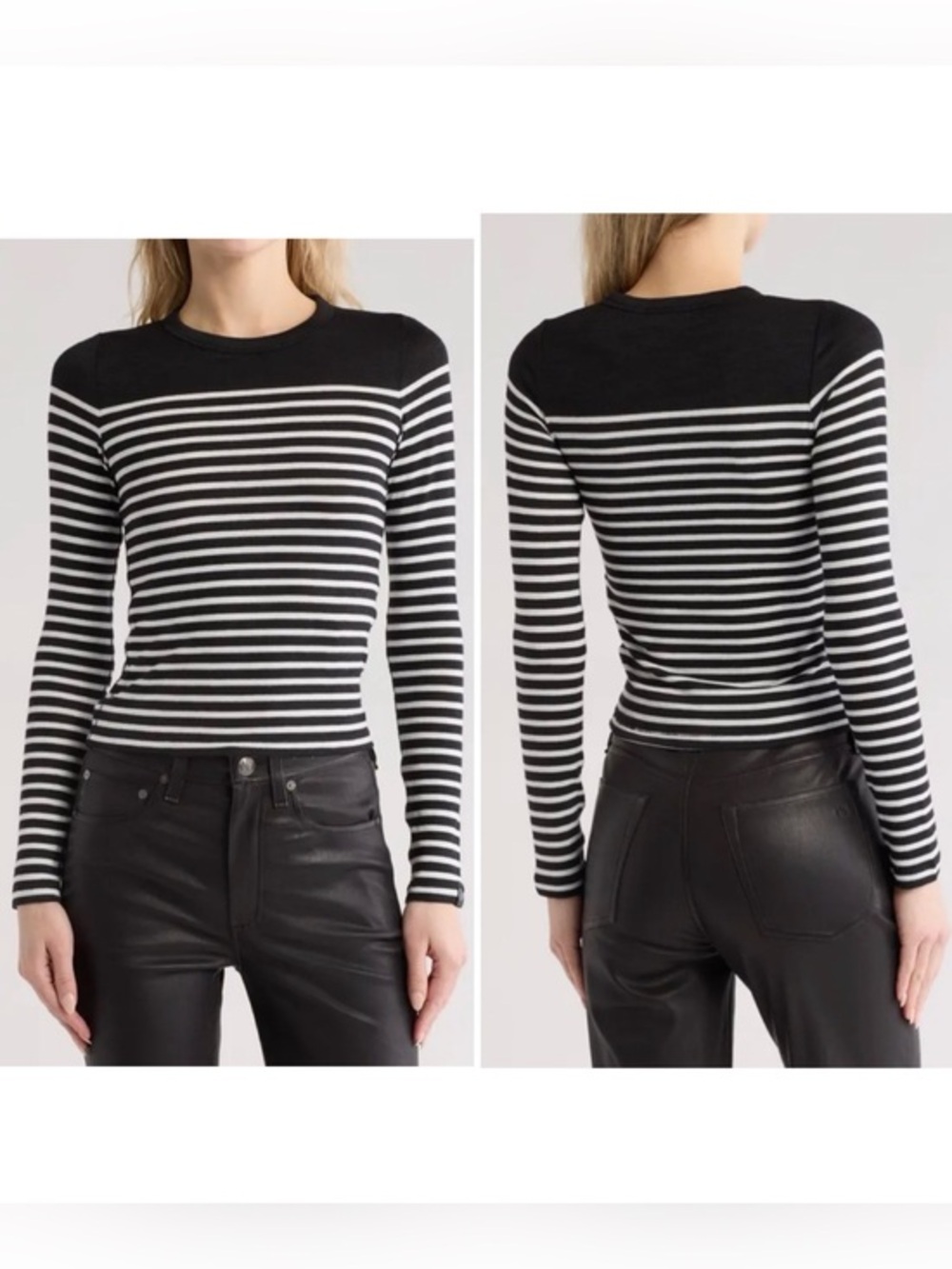 Rag & Bone Knit Breton Stripe Sweater Black White Luxury Nautical Preppy Medium